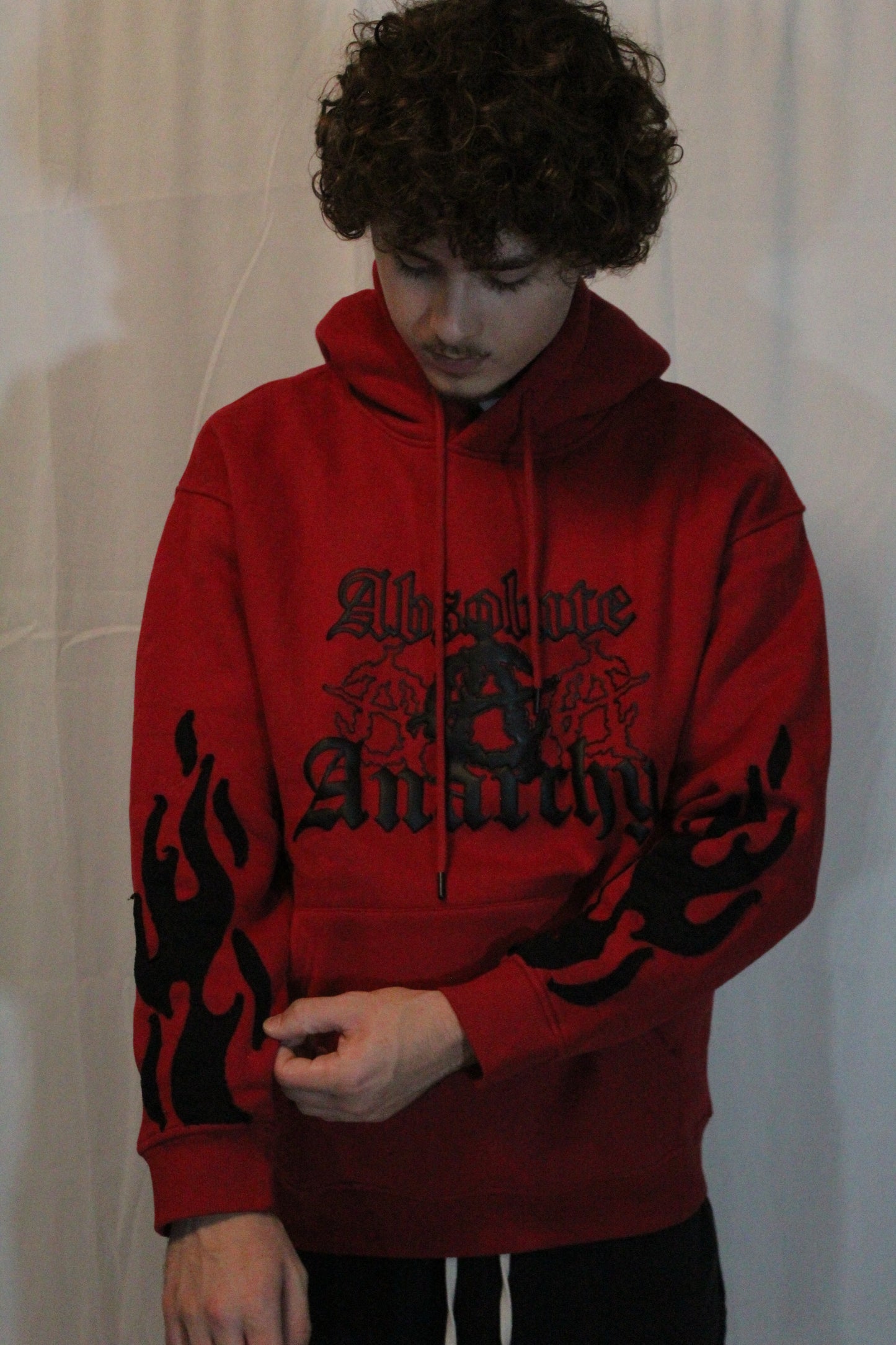 Red With Black Flames Anarchy Hoodie