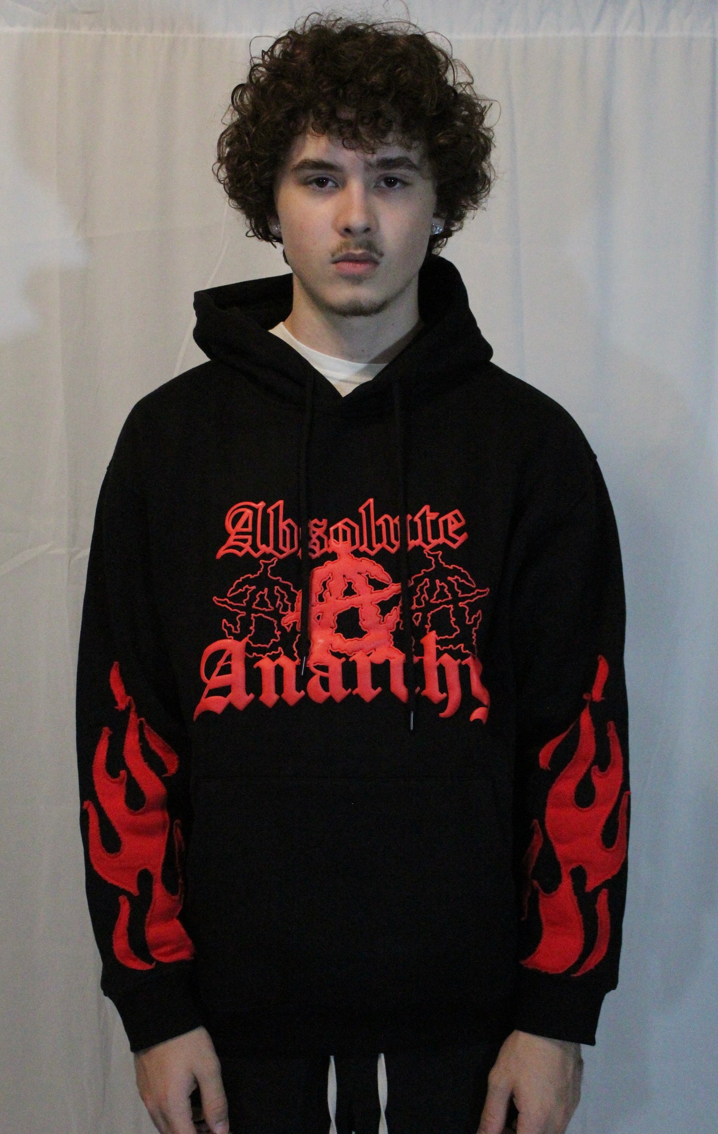 Black With Red Flames Anarchy Hoodie