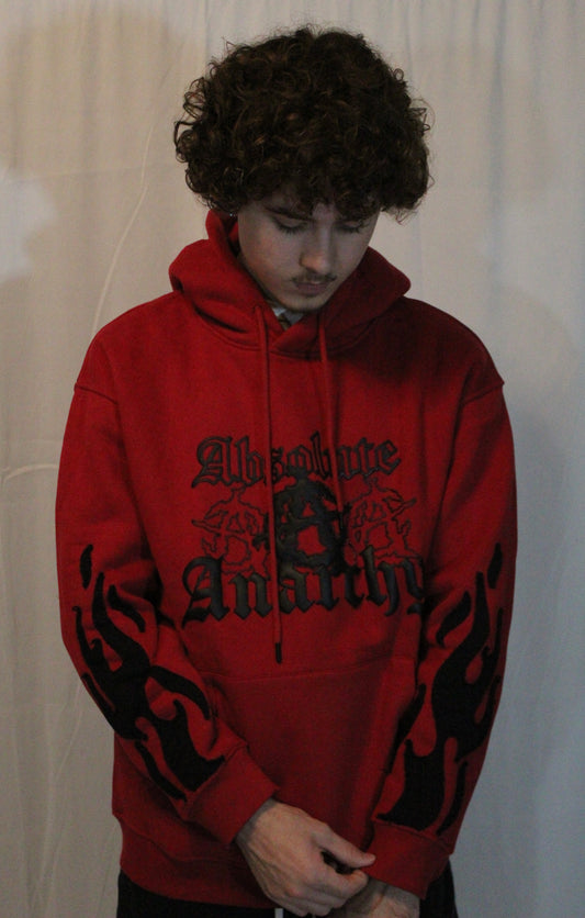 Red With Black Flames Anarchy Hoodie